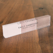 ELEGANTE MINIMAL ROOS GOLD BLUSH ROZE KOPEREN STRI NAAMBORDJE (Zijkant)