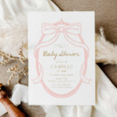 Elegante minimal roze Baby shower uitnodiging