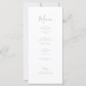 Elegante Minimal Sage Green Wedding Menu Kaart (Voorkant)