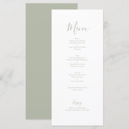 Elegante Minimal Sage Green Wedding Menu Kaart