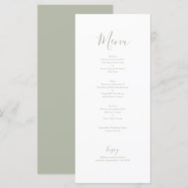 Elegante Minimal Sage Green Wedding Menu Kaart