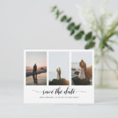 Elegante Minimal Save The Date met Fotocollage Briefkaart (Staand voorkant)