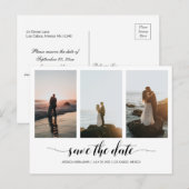 Elegante Minimal Save The Date met Fotocollage Briefkaart (Voorkant / Achterkant)