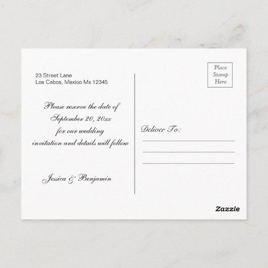 Elegante Minimal Save The Date met Fotocollage Briefkaart (Achterkant)
