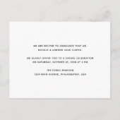 Elegante Minimal Script Foto We Zijn Gevlucht Trou Aankondigingskaart (Achterkant)