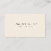 Elegante Minimal Sjabloon Luxe Signature Cream Visitekaartje (Voorkant)