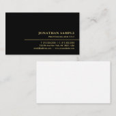 Elegante Minimal Sjabloon Unique Zwart en Goud Visitekaartje (Voorkant / Achterkant)