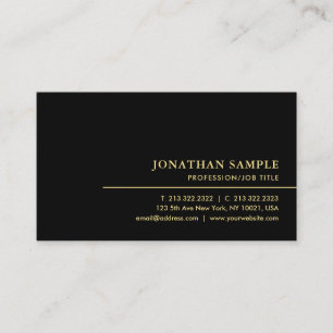Elegante Minimal Sjabloon Unique Zwart en Goud Visitekaartje