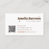 Elegante Minimal Sparkle Retro Typografie QR Code Visitekaartje (Voorkant)