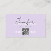 Elegante minimal violette trendy Haarstylist QR co Visitekaartje (Achterkant)