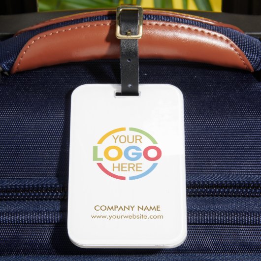 Elegante Minimal White Gold Business Logo Travel Bagagelabel (Voorkant Insitu 2)