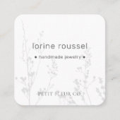 Elegante Minimal Wildflowers Floral Square Busines Vierkante Visitekaartje (Voorkant)