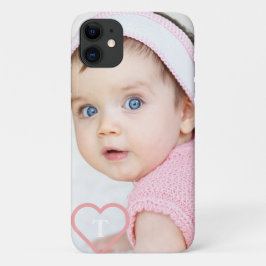 Elegante minimale aangepaste babyfoto & roze hart Case-Mate iPhone case