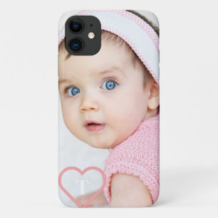 Elegante minimale aangepaste babyfoto & roze hart Case-Mate iPhone case