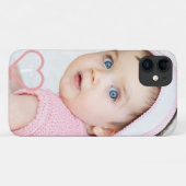 Elegante minimale aangepaste babyfoto & roze hart Case-Mate iPhone case (Achterkant (horizontaal))