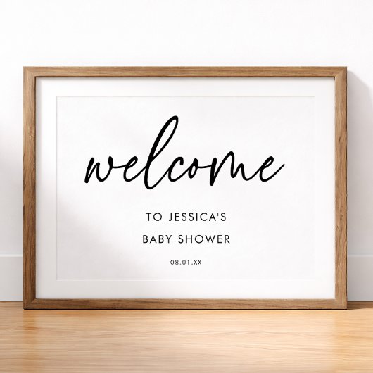 Elegante minimale babyshower welkom teken poster