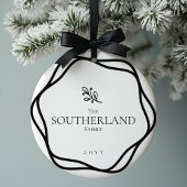 Elegante minimale blad gebladerte zwart-wit foto keramisch ornament