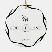 Elegante minimale blad gebladerte zwart-wit foto keramisch ornament (Voorkant)