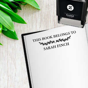 Elegante Minimale Blad Tak Deze Boek Behoort Aan Zelfinktende Stempel
