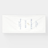 Elegante minimale blauw en wit bruiloft welkom spandoek (Horizontaal)