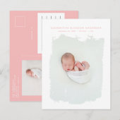 Elegante minimale blauwe geboorte aankondiging fot (Voorkant / Achterkant)
