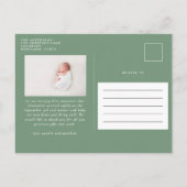 Elegante minimale blauwe geboorte aankondiging fot (Achterkant)