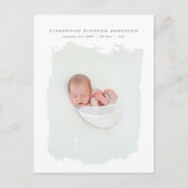 Elegante minimale blauwe geboorte aankondiging fot (Voorkant)