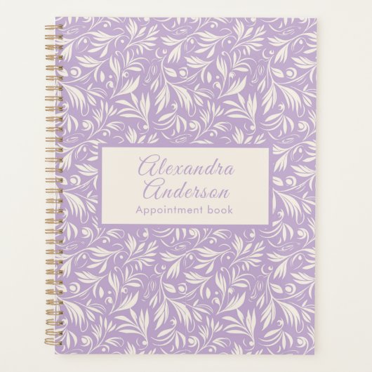 Elegante minimale bloemenbladeren patroon script planner (Voorkant)