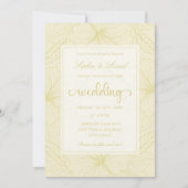 Elegante minimale bloemenoverzicht gouden bruiloft kaart (Voorkant)