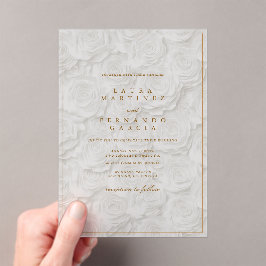 Elegante Minimale Bloemige Bruiloft Acryl Uitnodigingen