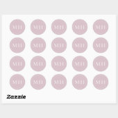 Elegante minimale Blush Pink Monogram stippelrand Ronde Sticker (Vel)