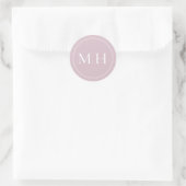 Elegante minimale Blush Pink Monogram stippelrand Ronde Sticker (Tas)