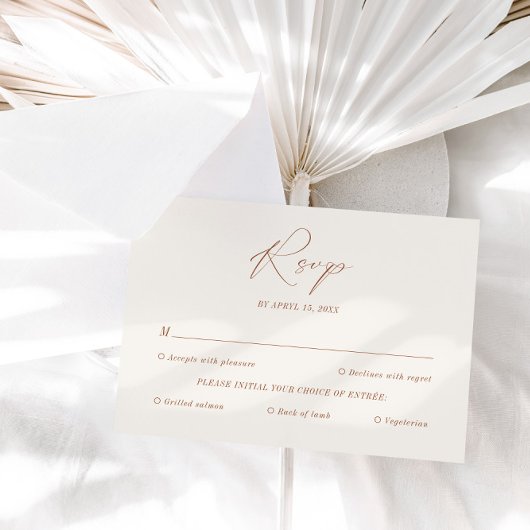 Elegante minimale Boho met maaltijdkeuzes RSVP Kaartje