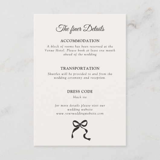 Elegante minimale boog bruiloft details informatiekaartje (Voorkant)