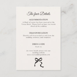 Elegante minimale boog bruiloft details informatiekaartje