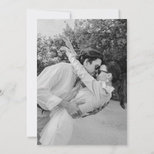 Elegante minimale boog bruiloft save the date (Achterkant)