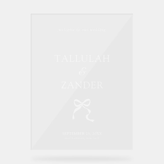 Elegante minimale boog bruiloft welkom acryl bord (Voorkant)