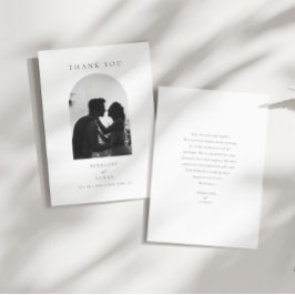 Elegante minimale boog foto bruiloft bedankkaart