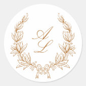 Elegante minimale botanische boog krans bruiloft ronde sticker (Voorkant)