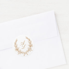 Elegante minimale botanische boog krans bruiloft ronde sticker