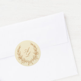 Elegante minimale botanische boog krans bruiloft ronde sticker