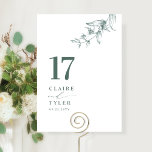 Elegante, minimale botanische groene bruiloft kaart<br><div class="desc">Leid uw gasten naar hun tafel met deze elegante trouwtafel nummerkaart. Stijlvol en eenvoudig ontwerp met namen aan de zijkant, samen met de "en" in moderne handgeschreven kalligrafie. Delicate handgetekende botanische groen hoekdetail. Gelieve een individuele bestelling te plaatsen voor "elk" tafelnummer (d.w.z. voor een evenement met drie tafels moet u...</div>