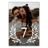 Elegante minimale botanische monogram 2-foto bruil kaart (Achterkant)