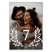 Elegante minimale botanische monogram 2-foto bruil kaart (Voorkant)