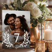 Elegante minimale botanische monogram 2-foto bruil kaart