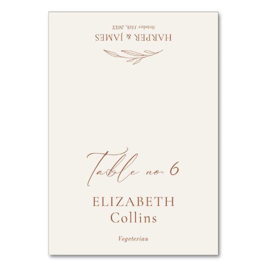 Elegante minimale botanische trouwplaatskaarten kaart (Voorkant)