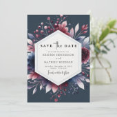 Elegante minimale Bourgondische bruiloft Save The Date (Staand voorkant)