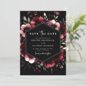 Elegante minimale Bourgondische bruiloft Save The Date (Staand voorkant)