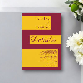 Elegante minimale Bourgondische en gouden moderne Informatiekaartje