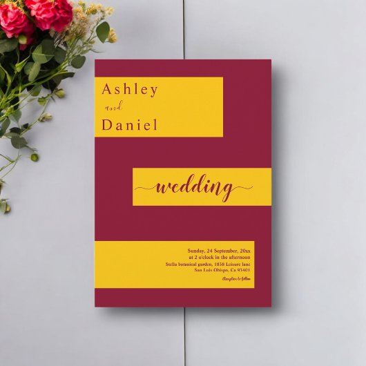 Elegante minimale Bourgondische en gouden moderne Kaart